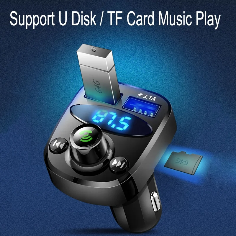 FM Transmitter Car MP3 Player TF Card U Disk Playback 3.1A USB Car Charger wireless Handsfree Bluetooth Car Kit FM Modulator X8