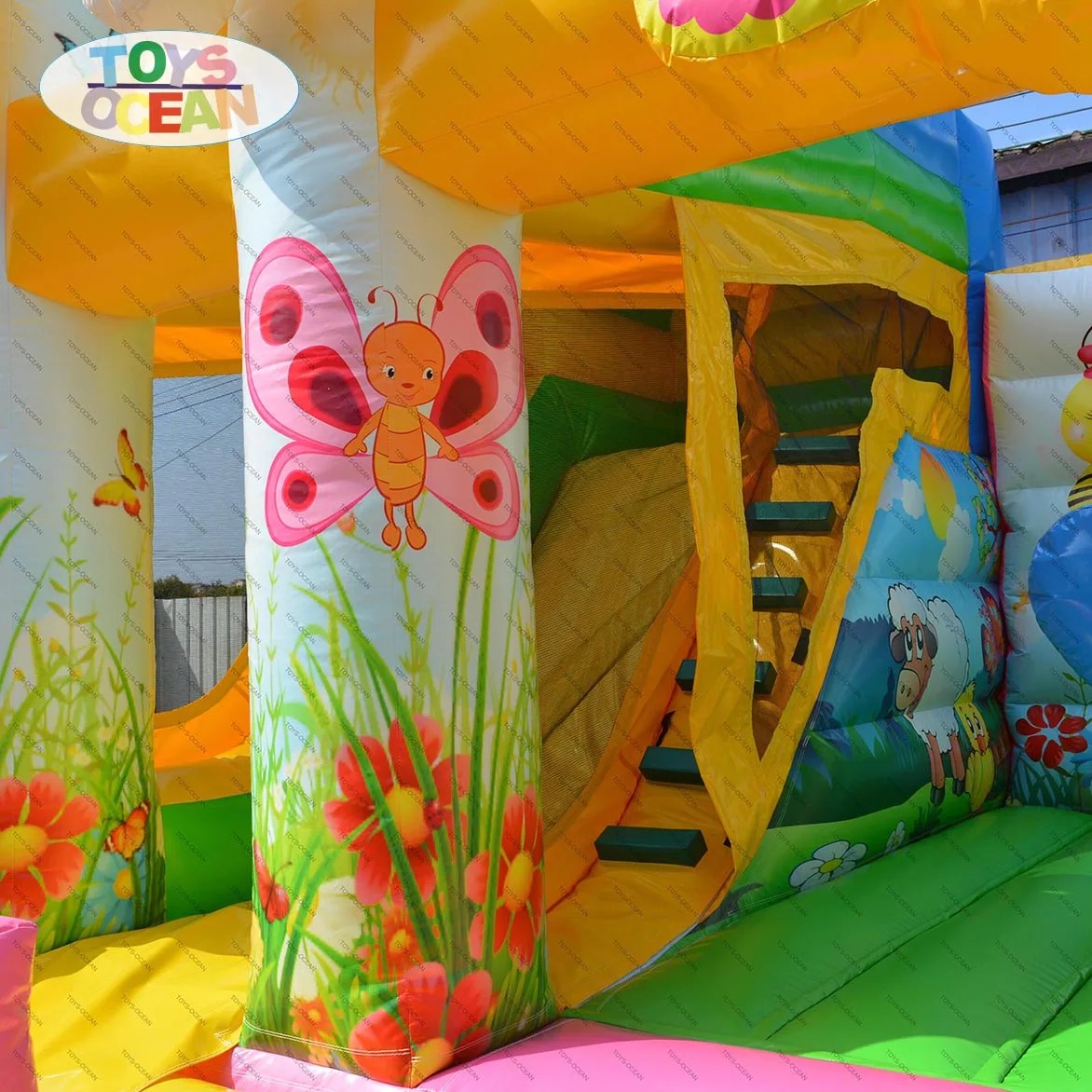 2023 new Flower garden inflatable bee bounce castle mini playground combo