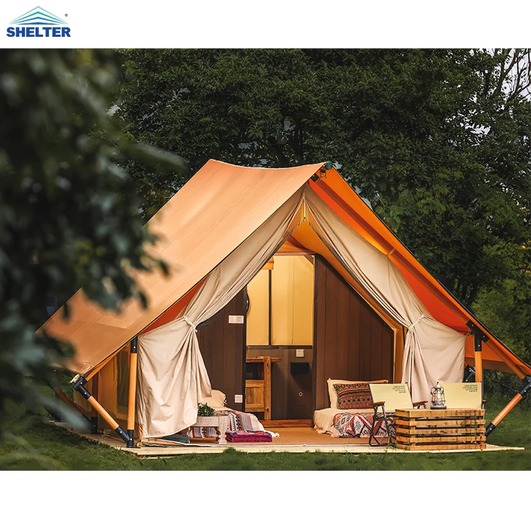 outdoor Luxo Tent Luxury Desert Camping Glamping Canvas Safari House Shaped Resort Tent House