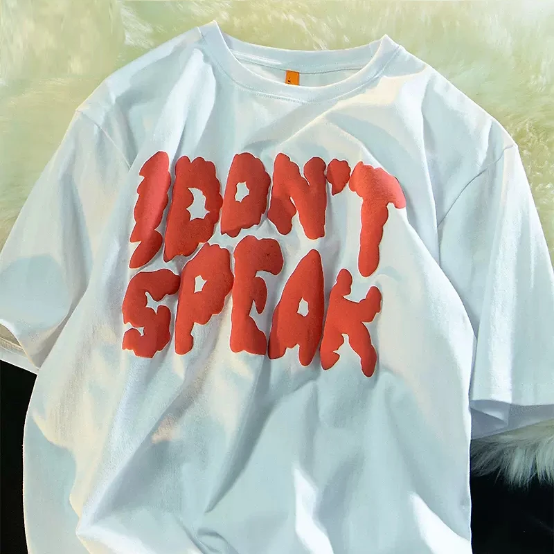 Puff Print T Shirt Acid Wash Custom Puff Print Oversized Tee 3D Puff Print Machine for T-Shirt