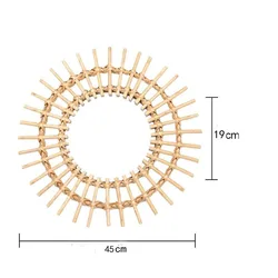Ручная работа Boho ручная работа Тканое украшение для дома большое ротанговое настенное висящее зеркало