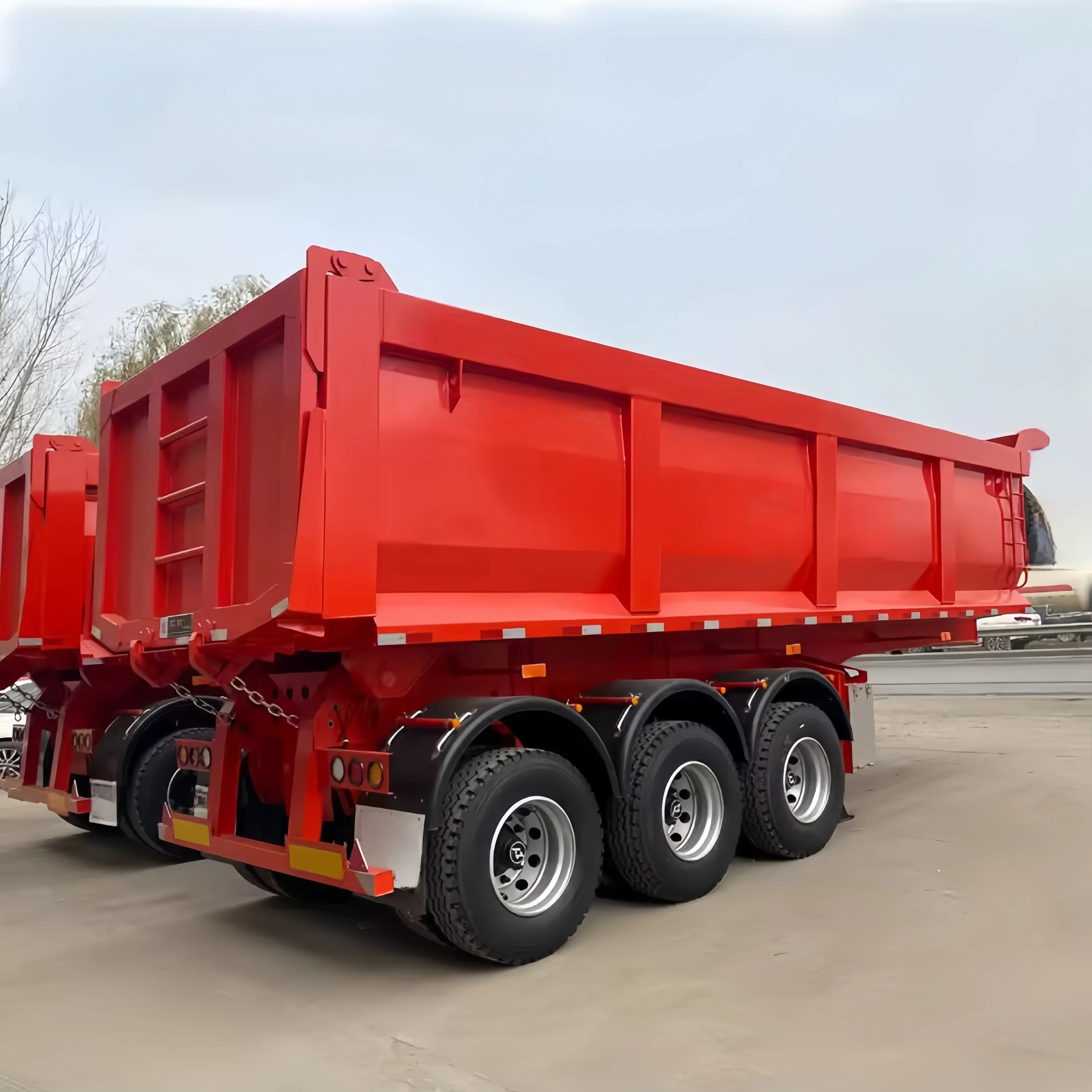 Low Price 3 Axle 60 Ton U-Shape Cargo Transport Hydraulic Tipper Dump Semi Truck Trailer Rear Tipping Rear Trailer