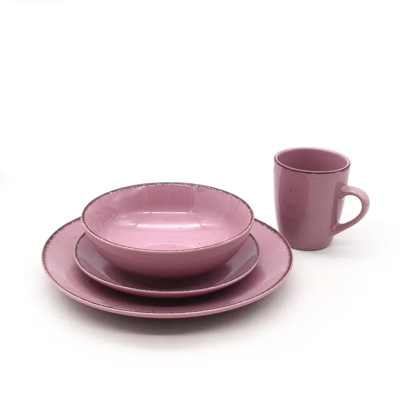 Food Grade USA Melamine Nature Dinnerware 12pcs Melamine Solid Dinner Set