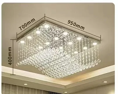2022 High Quality Luxury Lighting Rectangular Dining Table K9 Crystal Raindrop Modern Led Chandelier Ceiling Luxury Pendant Lamp