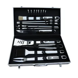 Multiple Function 18 PCS BBQ Tool Sets Griddle Accessories Set Stainless Steel Barbecue Sets With Aluminum Case Outdoor Picnic