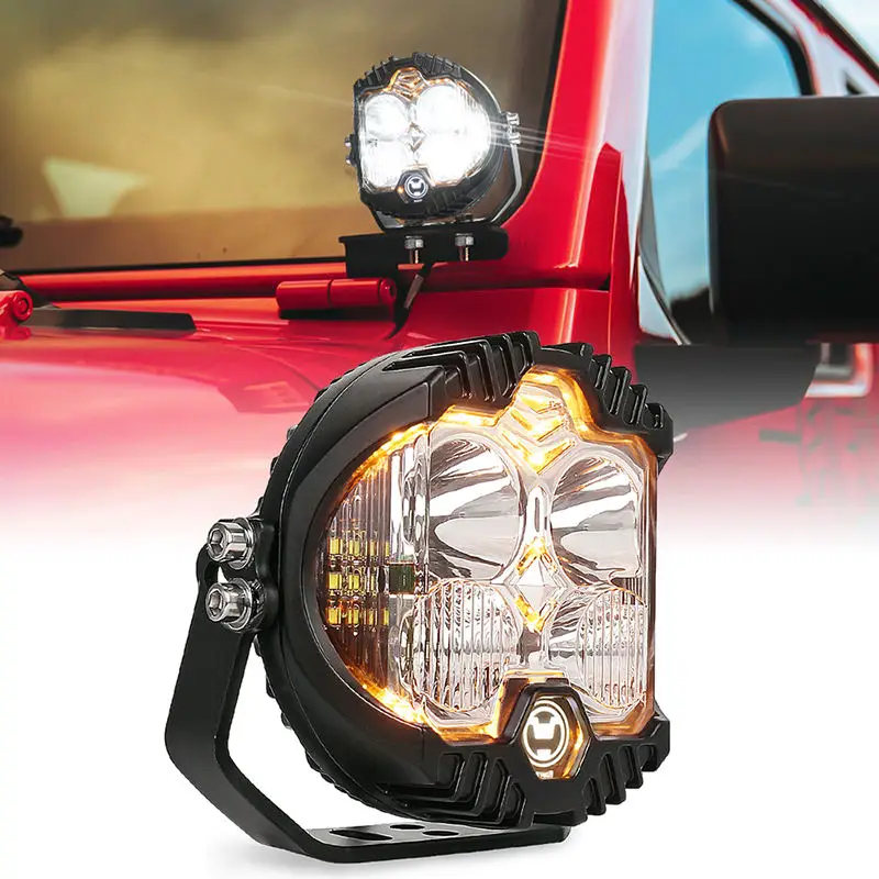 Others Car Light Accessories 32W Tri-Color Projector  LED Work Light with White and Yellow drl Driving Spot Fog Lamp for truck