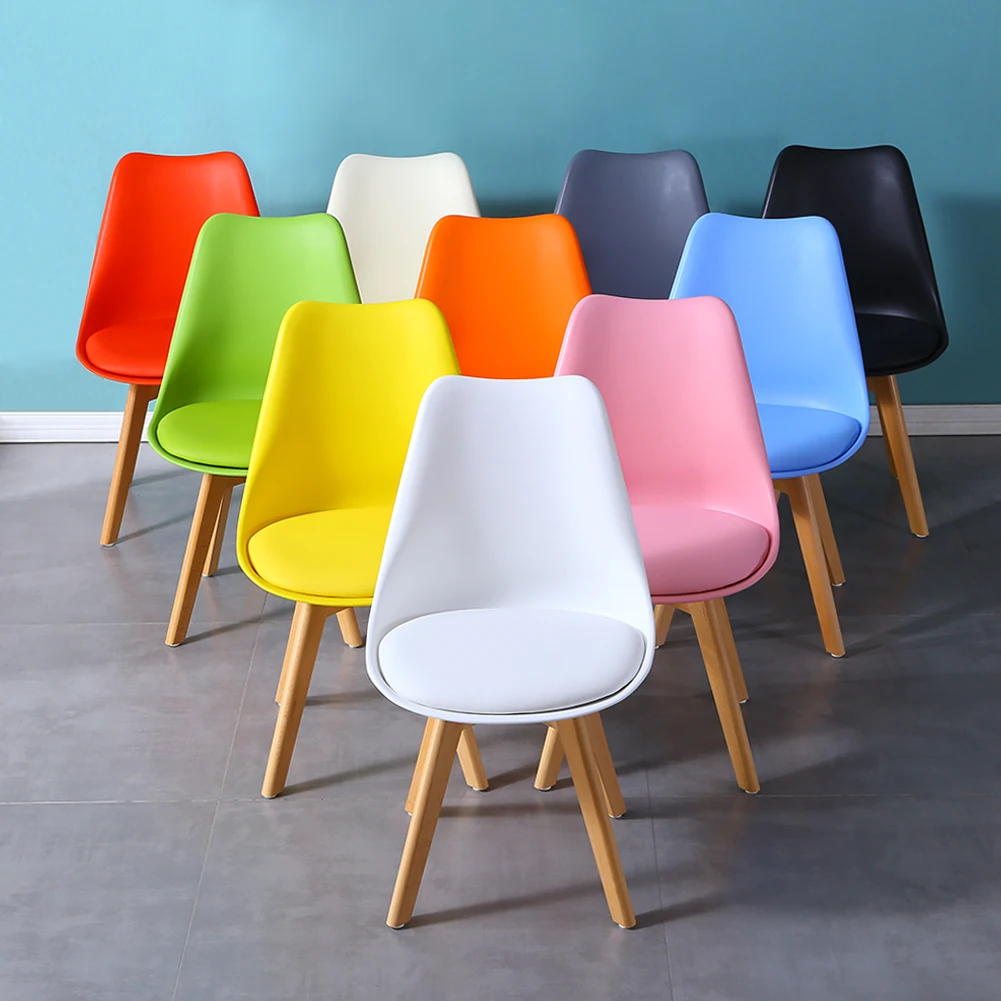 Free Sample Wood Dining Chair furniture Nordic Simple Restaurant Plastic Pu Cushion chair Modern Room