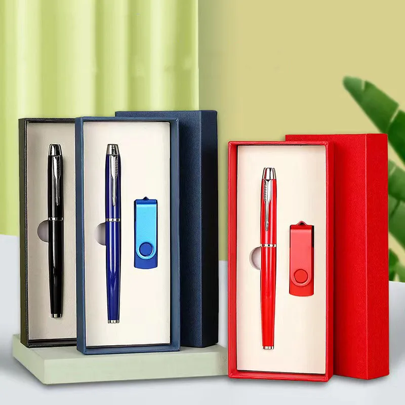 Executive Novel Luxury Promotional Corporate Business Custom Office Flash Drive USB Pen Gift Set With Box For Customers