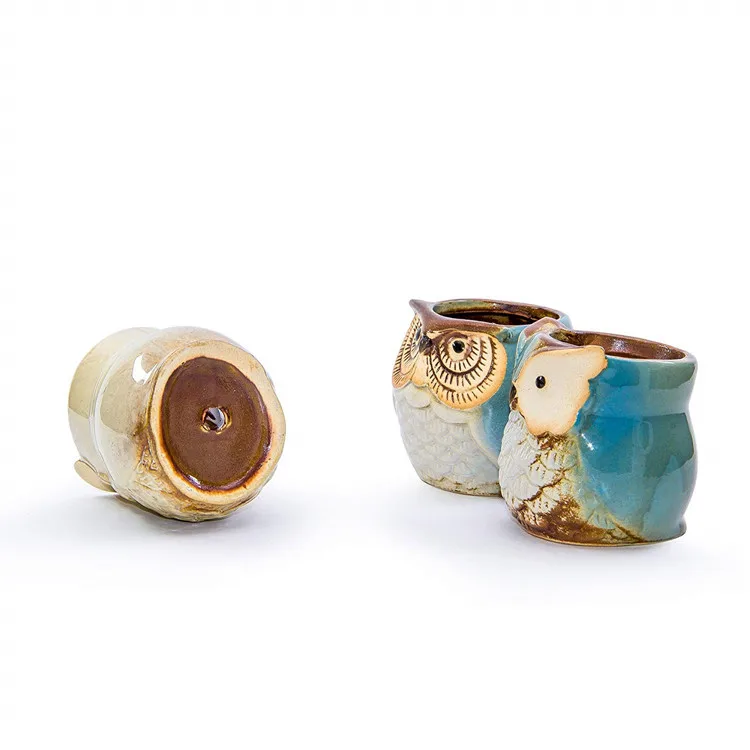 Home Office Decor Flower Pot Thumb Small Cartoon Plant Succulent Pots Ceramic Mini Owl Flower Pot