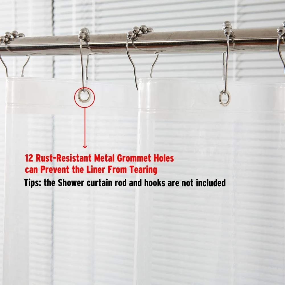 Custom print waterproof PEVA bathroom curtain plus