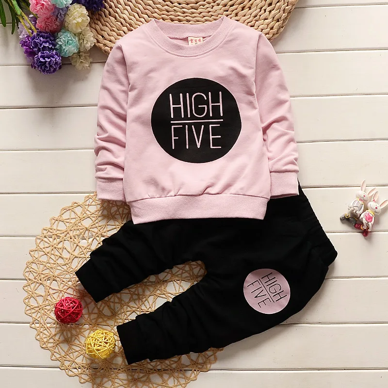 Ms-421 Baby Girl Clothes Set Outfits 3-4 Years Autumn Sweatshirt + Trouser Pants 2 Pcs Children Suits Toddler Clothing