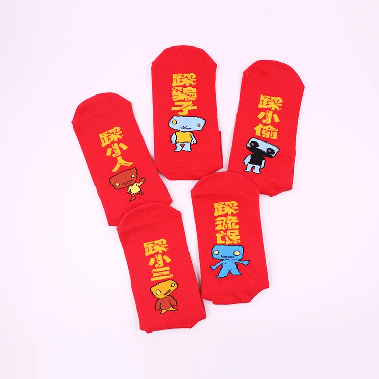 Custom Factory Supply Pure Cotton Single Color Red Sock Christmas Ankle Sock Women Invisible Sport Socks