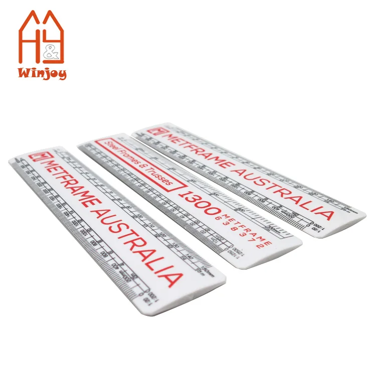 Custom 6 Inch 15 CM Plastic Flat Architectural Scale Ruler White Straight Ruler With Customized Personalized Logo Print