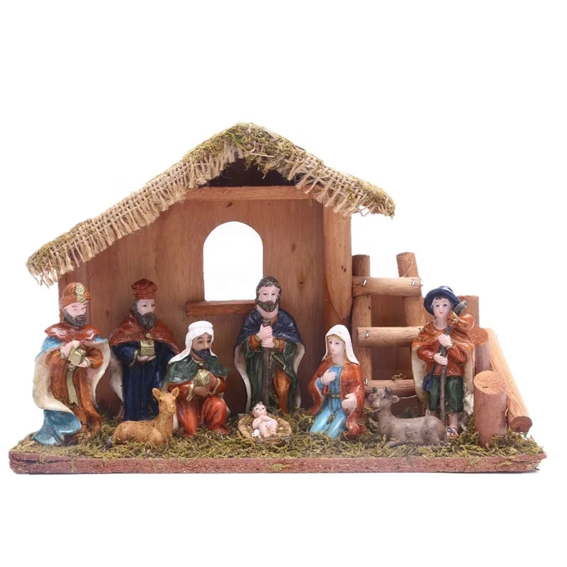 Nativity Figurine Set Delicate Beautiful Exquisite Durable Desktop Decoration Nativity Jesus Manger Set for Home Office School