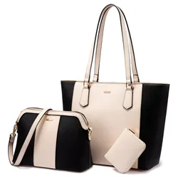 LOVEVOOK 2021 wholesale dropship fashion pu leather handbag lady 3pcs tote handbags brand designer women purses and handbags