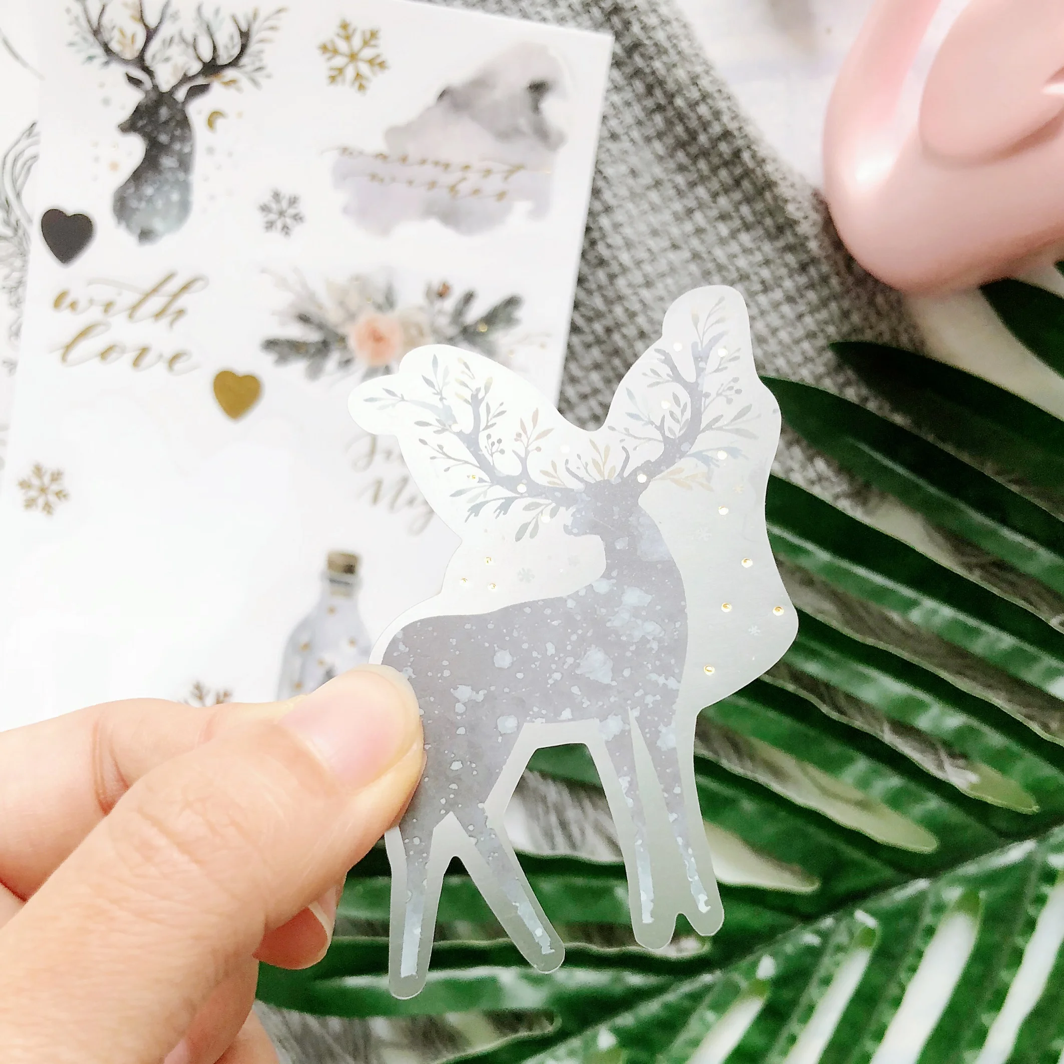 Водонепроницаемые рождественские виниловые наклейки из ПВХ, Золотая фольга для самостоятельного творчества, декоративные наклейки для скрапбукинга