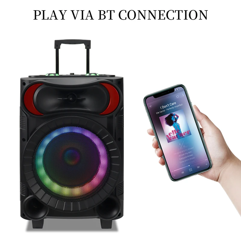 Manufacturer 8 inch Portable Party Dj Wireless Trolley Speaker Caixa De Som Karaoke Stereo Blue Tooth Led Speaker