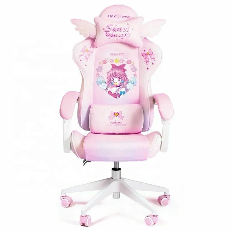 Russia popular custom color logo cute gaming chair ergonomic computer chair heavy duty white nylon base 360 degree swivel