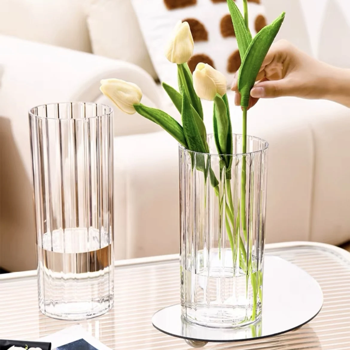 Wholesale Clear Square Plastic Cylinder Decorative Bouquet Cylinder Centerpiece Acrylic Flower Vase