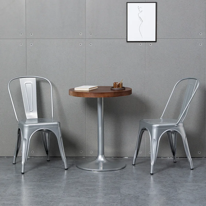 Factory Cheap Durable Industrial Stackable Vintage Metal Restaurant Dining Cafe Tolixes Chairs Tables Pine Wooden table top