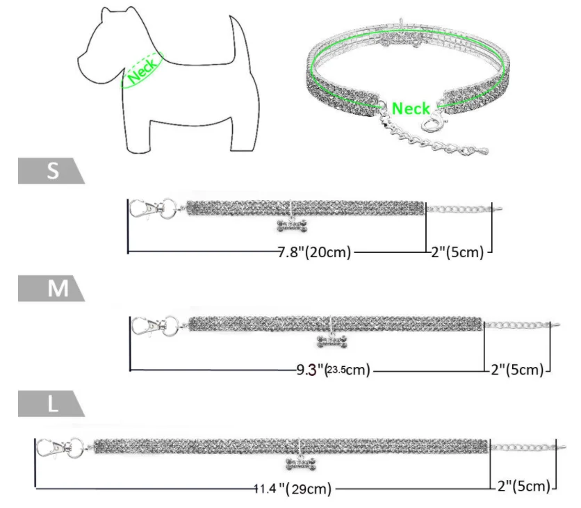New Heart Shaped Cat and Dog Necklaces Crystal Pet Collar