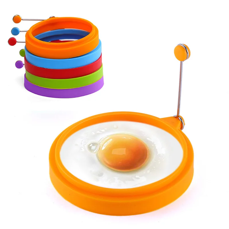 New Arrival 2Pcs Silicone Non Stick Fried Egg Pancake Ring Omelette Fried Egg Round Shaper Eggs Mould for Cooking Breakfast&Cake