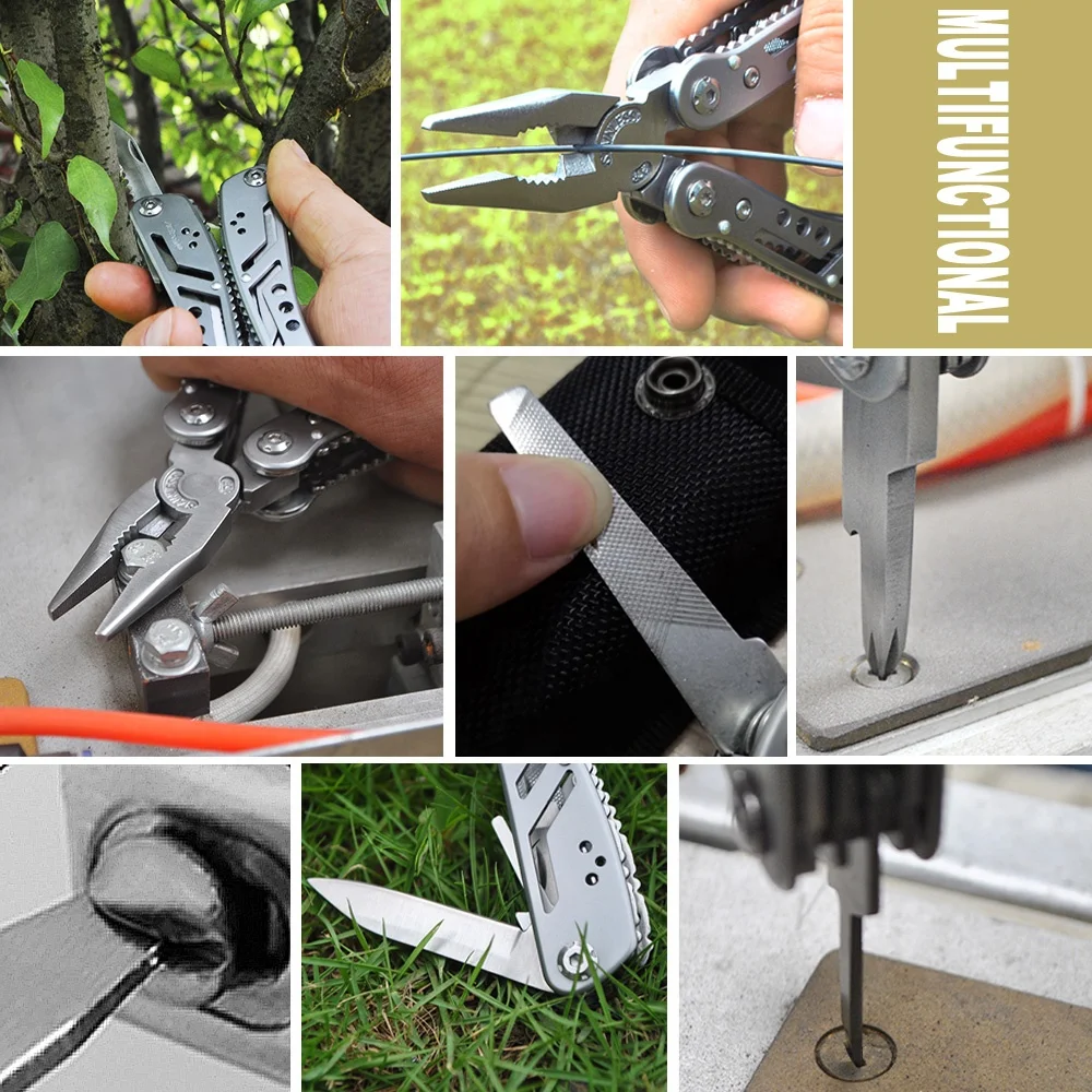 
Heavy Duty Multitool with Premium Replaceable Wire Cutters and Spring-Action Scissors 