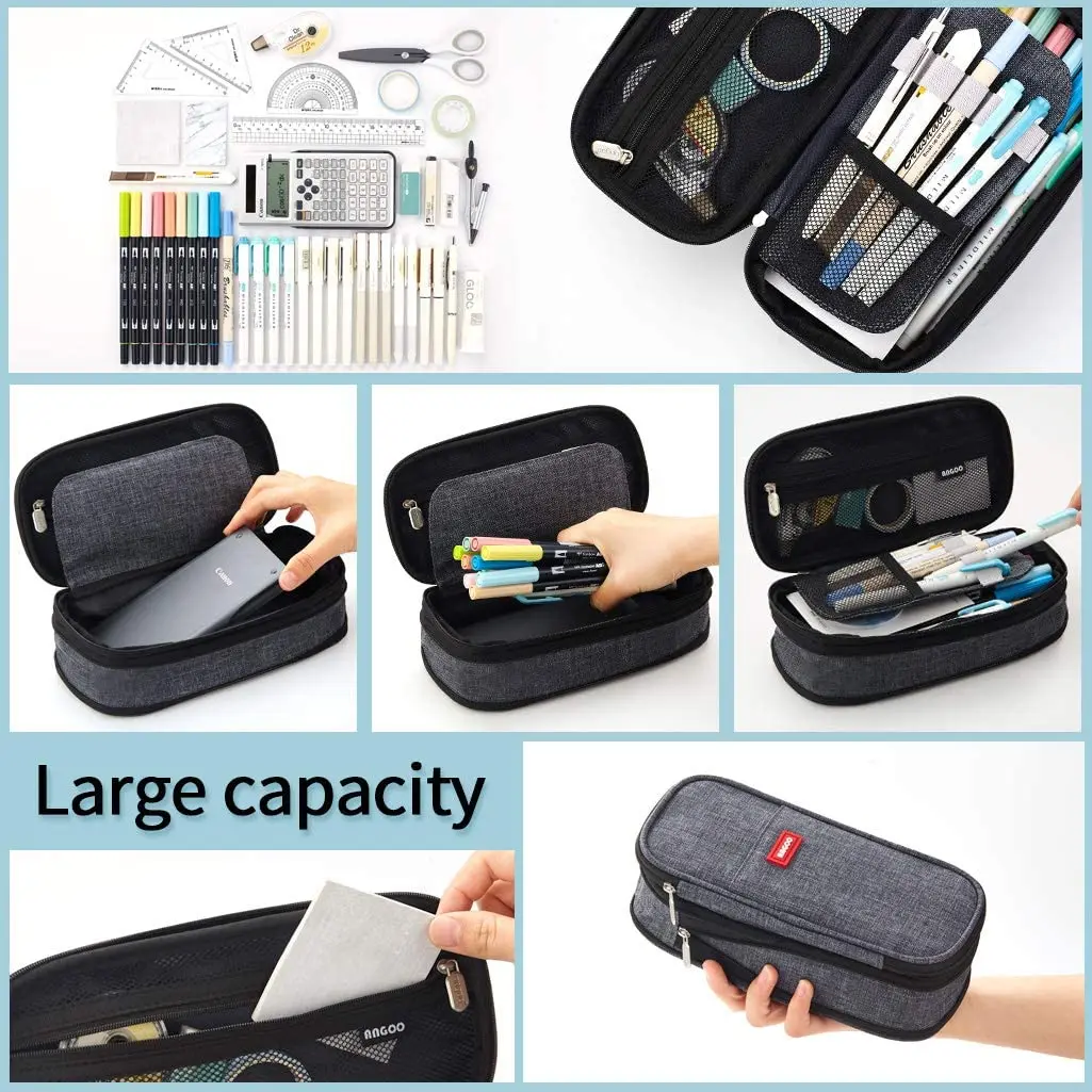 Office College School Large Storage High Capacity Pouch Holder Box Big Capacity Men Pencil Pen Case Bag