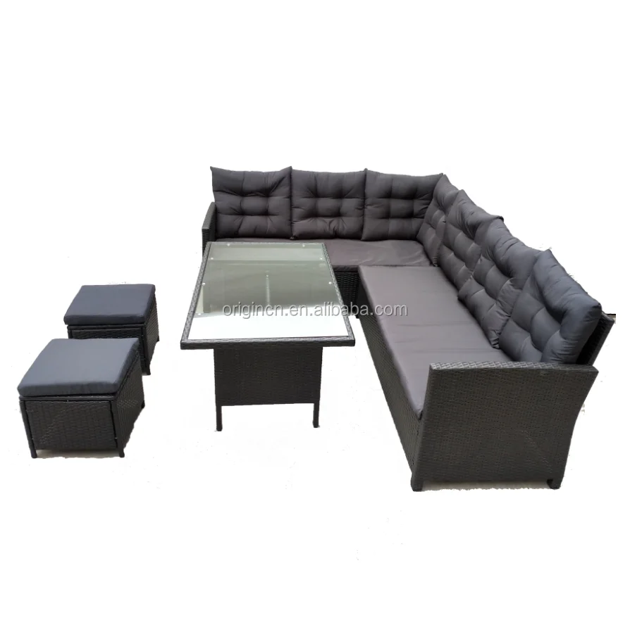 Economical dining designed outdoor KD item rattan cheap sofa set home furniture
