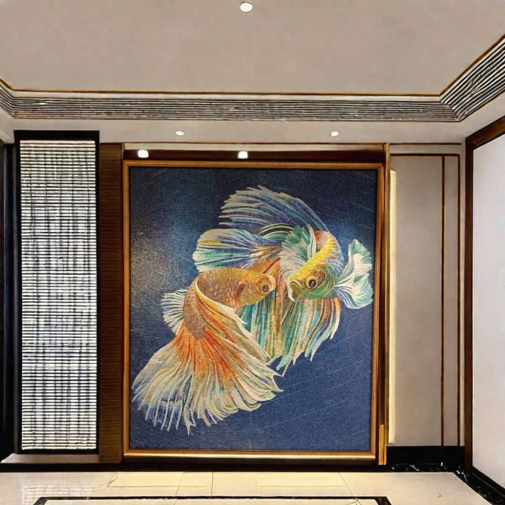 Goldfish Artistic Glass Decorative Handmade Art Wall Mural Decor