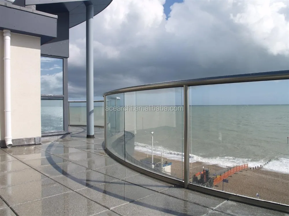 Custom Frameless U Channel Glass Balustrade / Railing with Toughened Glass Panel