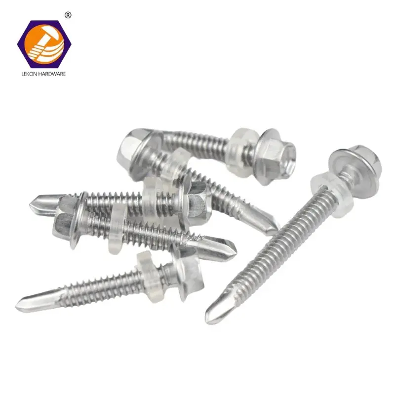 China Manufactured M6 Thread Size Brass Hex Washer Head Roofing Screws Self-Drilling Cross Recessed Available Stainless Steel