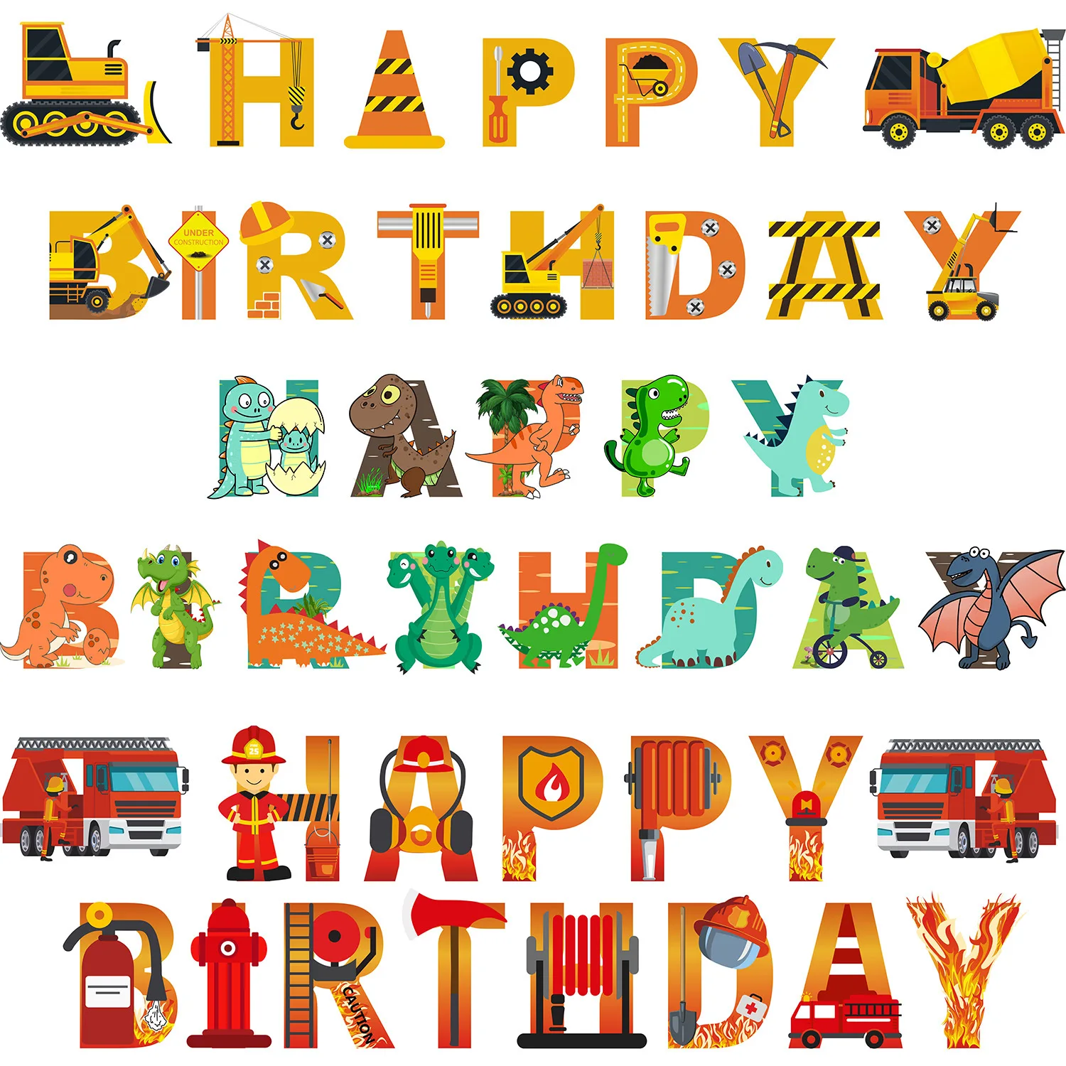 TLX Wholesale Birthday Banner Traffic Dinosaur Hawaii Theme Birthday Decoration Banner