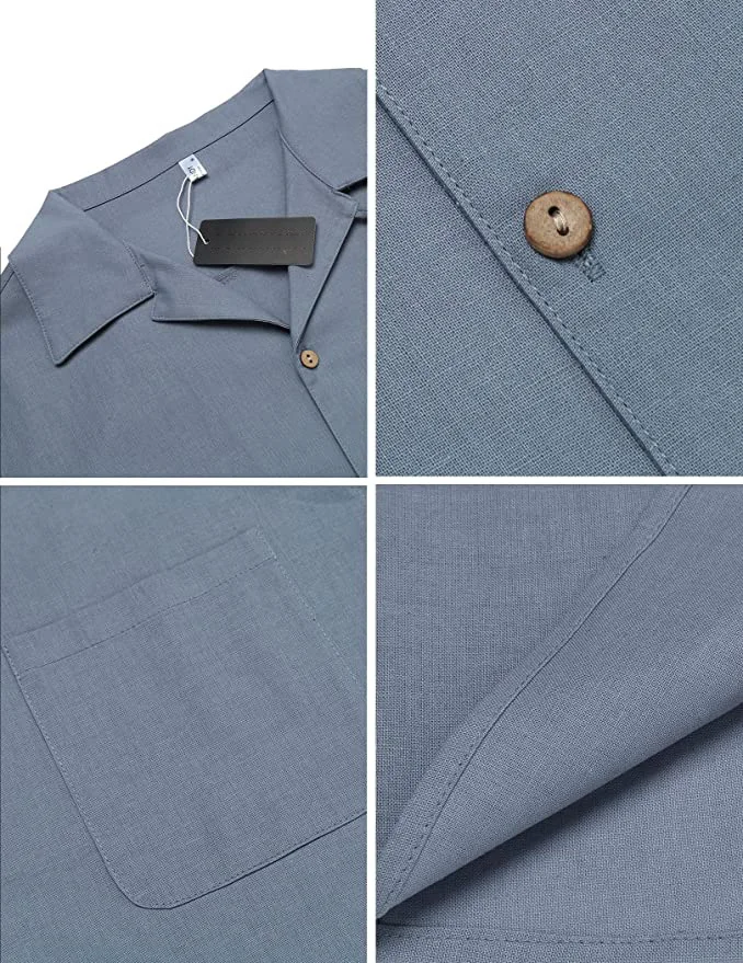 Custom Full Sleeve Oversized Button Cuban Collar Shirt Men Solid Color Cotton Shirts Button Down