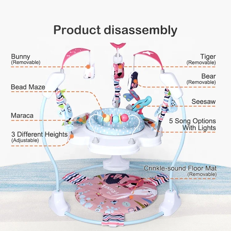 2024 Baby High Chair With Music Baby Jumper Exercises For Activity Center Wheels Baby Swing Chair Round Toddler Walker