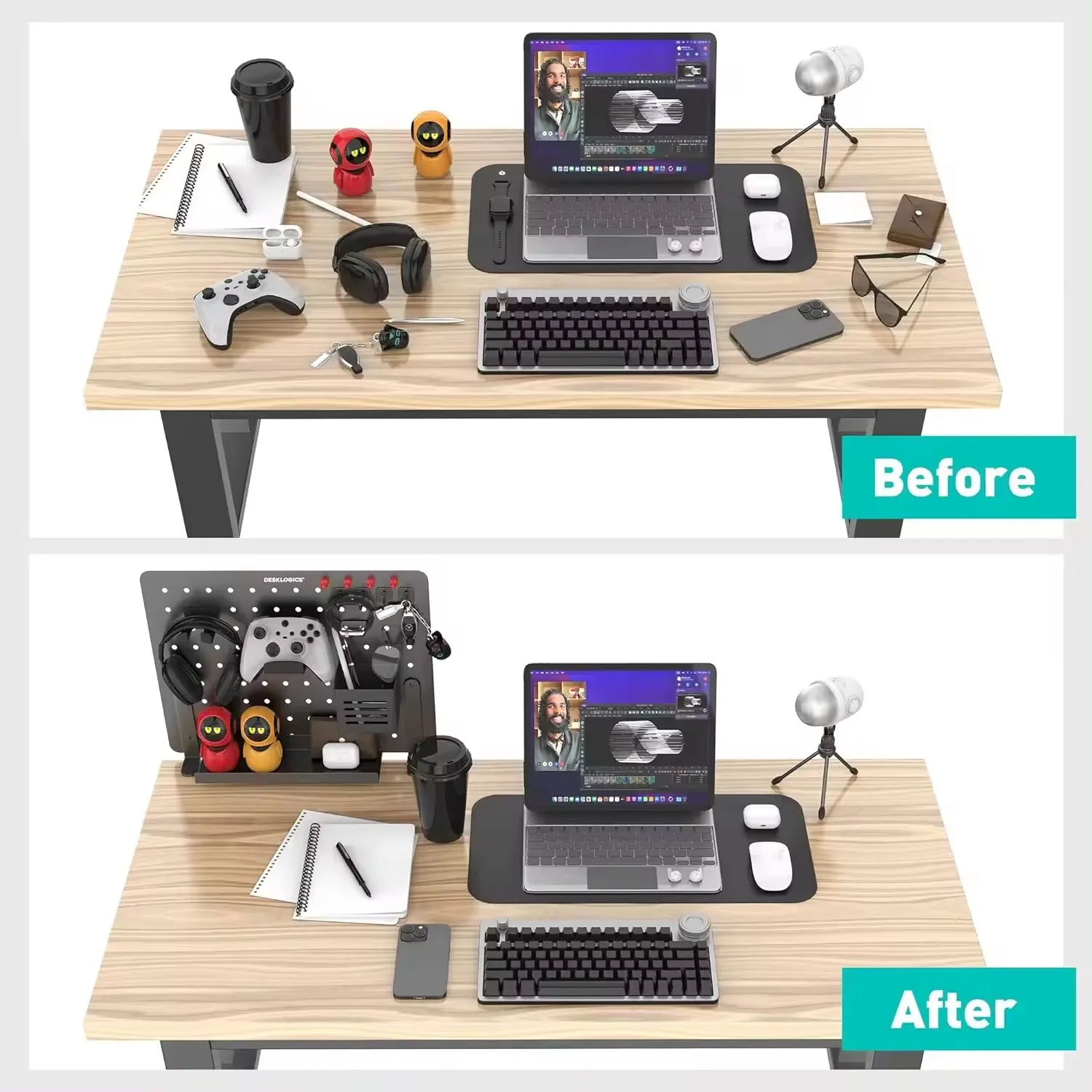 Metal Peg Board Gaming Organizer Clamp On Desk Stand Pegboard Wall Tabletop Storage Perforated Board