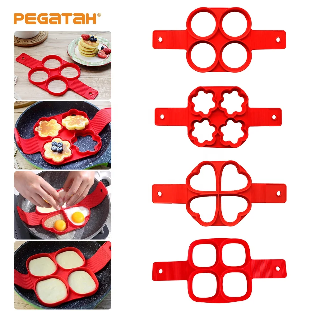 Egg Pancake Ring Nonstick Pancake Maker Mold Silicone Egg Cooker Fried Egg Shaper Omelet Moulds for Kitchen Baking Accessories