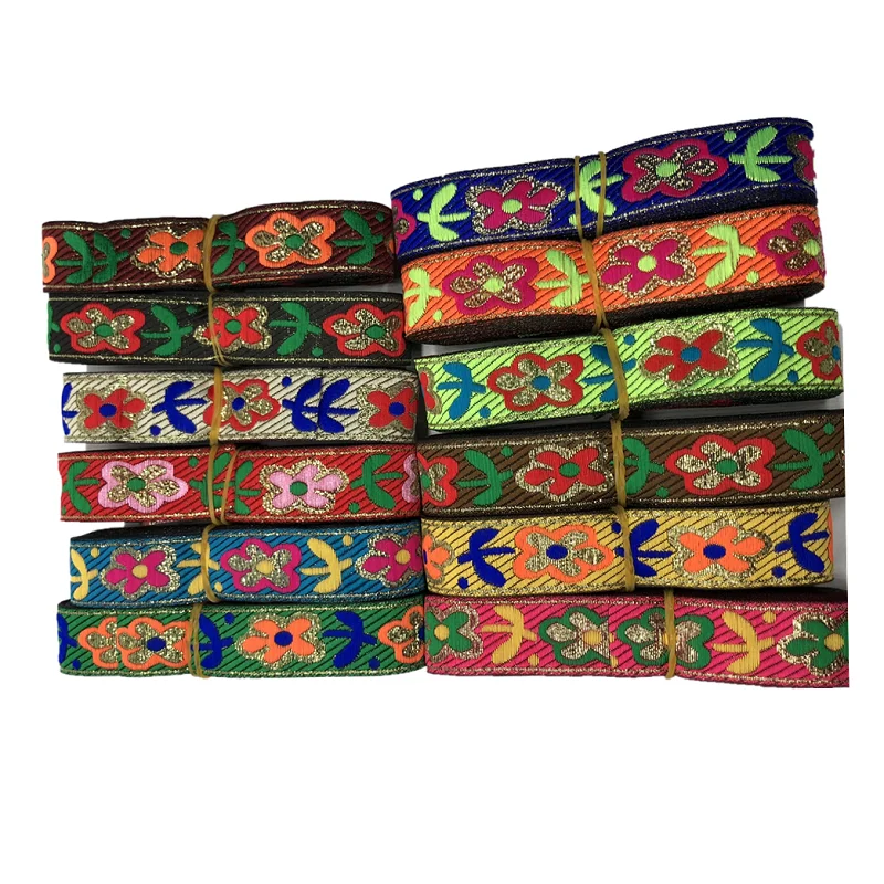 Wholesale 2.5CM  Cartoon Floral jacquard ribbon clothing  Embroidery Lace  Trim