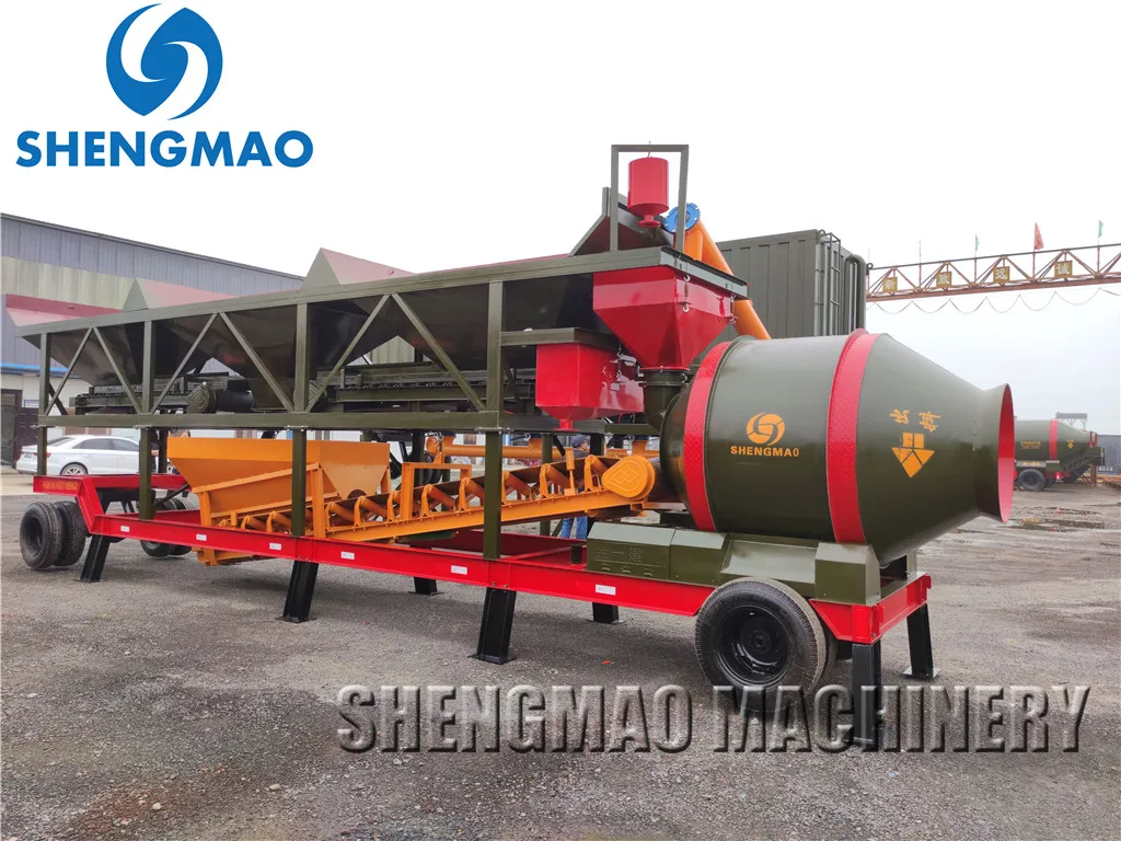 Передвижная бетоносмесительная установка с передвижным горизонтальным цементным силосом