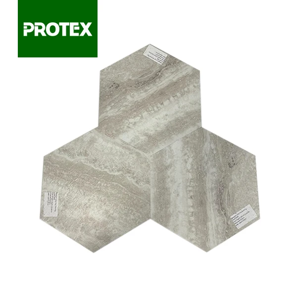 Protex hot sales special size stone grain LVT hexagon vinyl flooring glue down/Dry back