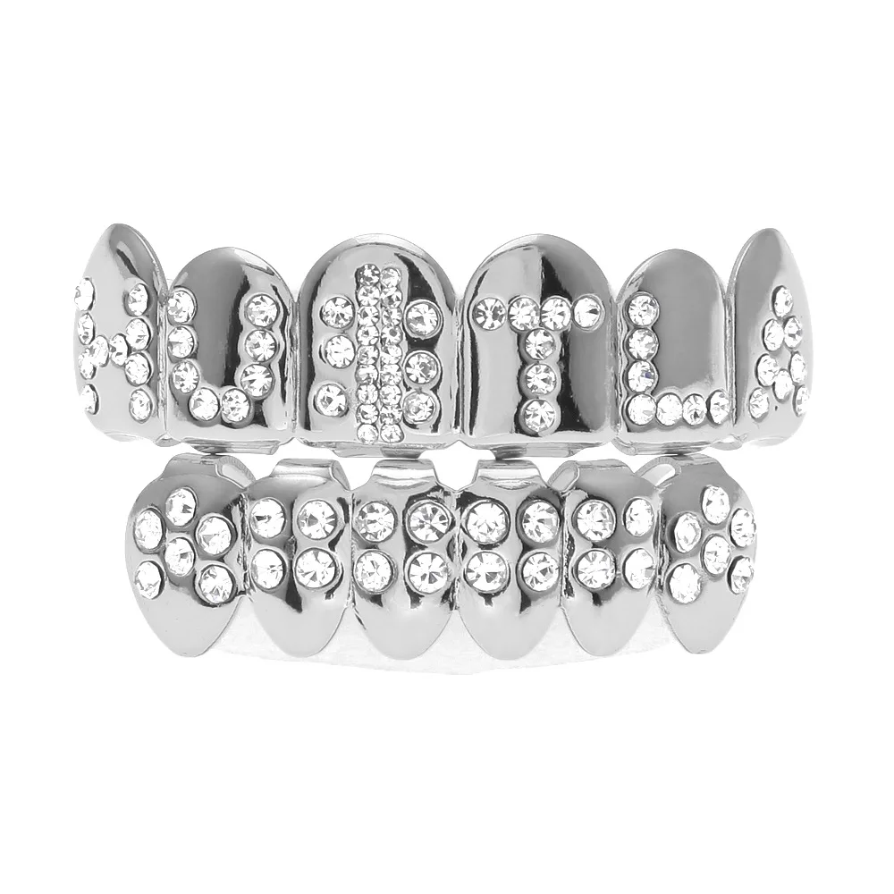 Новинка хит продаж медный хип-хоп золотые буквы алфавит зубы Grillz для людей