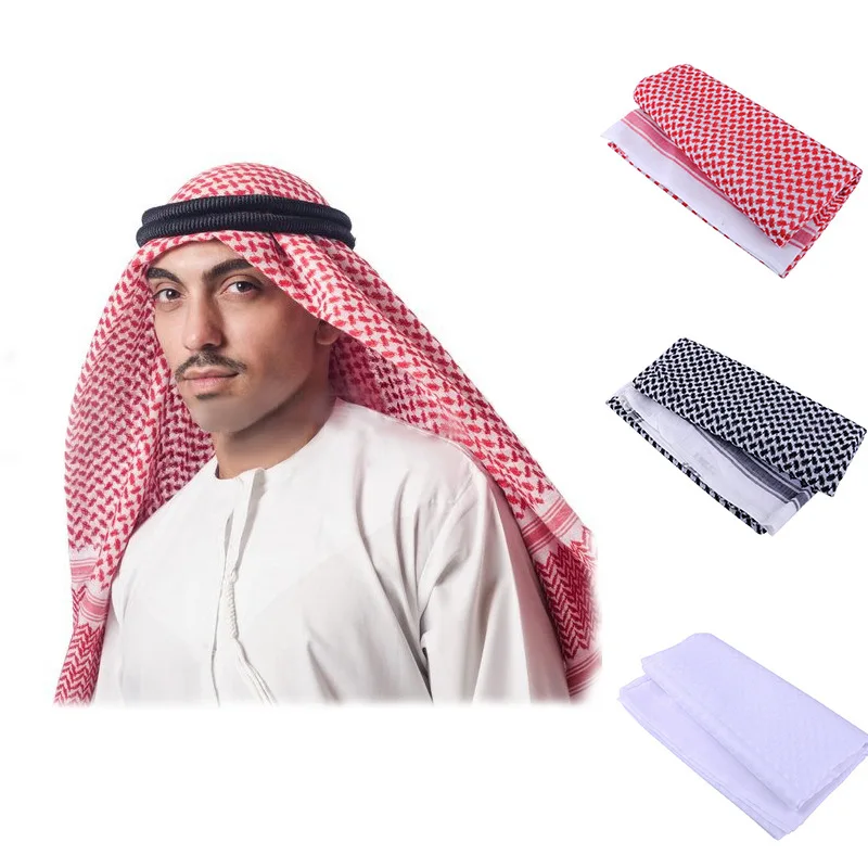 Muslim Dubai Casual Headwear Men Arab Shemagh Headscarf Scarf Neck Wrap Head Cover