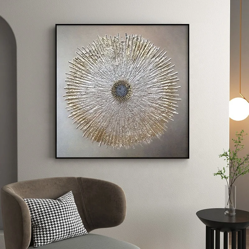 Modern hand-painted decorative painting silver luxury oil painting abstract painting art