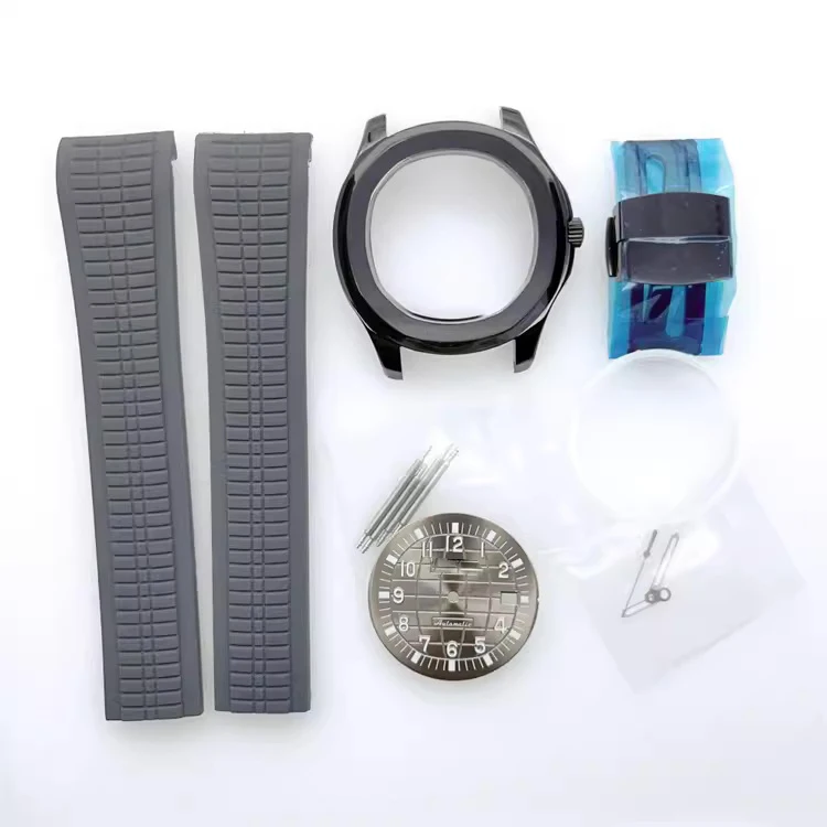 44mm Rubber Silicone Rubber Watchbands Watch Strap Bracelet Hands NH35 Watch Case Transparent Bottom Watch Parts Accessories