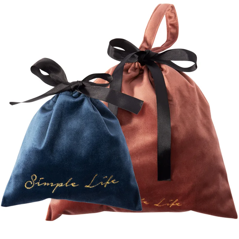 Large Size Soft Christmas Wedding Velvet Drawstring Gift Bags Jewelry Packing Red Velvet Bag