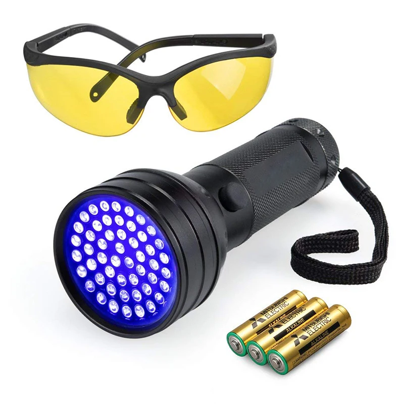 68UV bulbs detection black lighting flashlight, smart safety torch light with on/off function