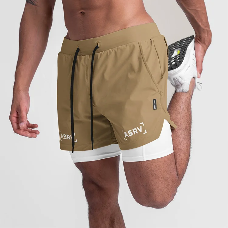 Новые спортивные шорты мужские двухсекционные быстросохнущие Мульти Сумки для бега двухслойные баскетбольные шорты (1600318183100)