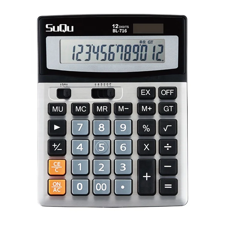 Hot sale promotion business office desktop calculator with large display 12-digit solar dual power calculator