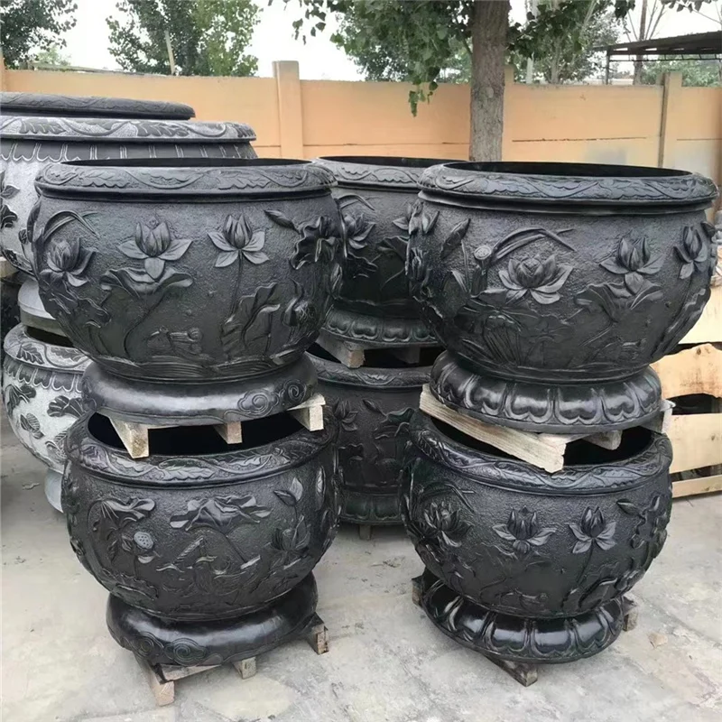 Modern outdoor garden decoration european style antique marble flowerpot for sale hand carved stone marble flower pot sculpture