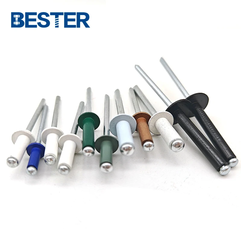 China manufacturer blind rivet pop rivet DIN7337 open ended dome head color painted aluminum blind rivet with good price